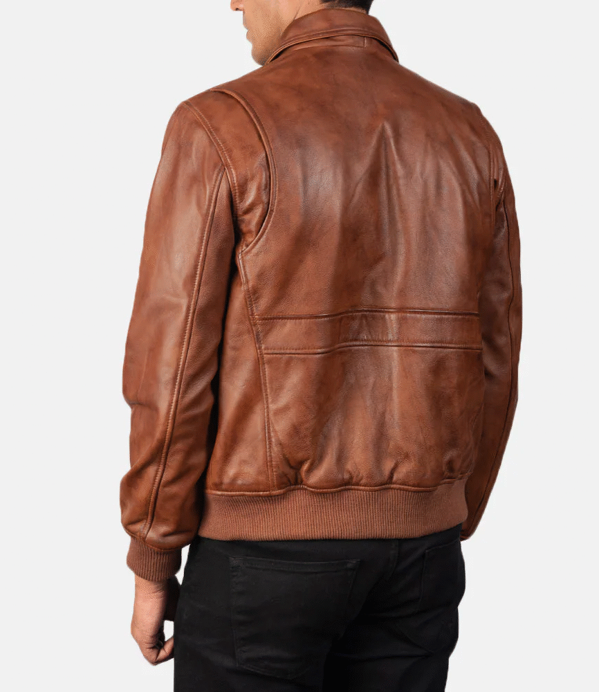 Coffmen Brown A2 Leather Bomber Jacket
