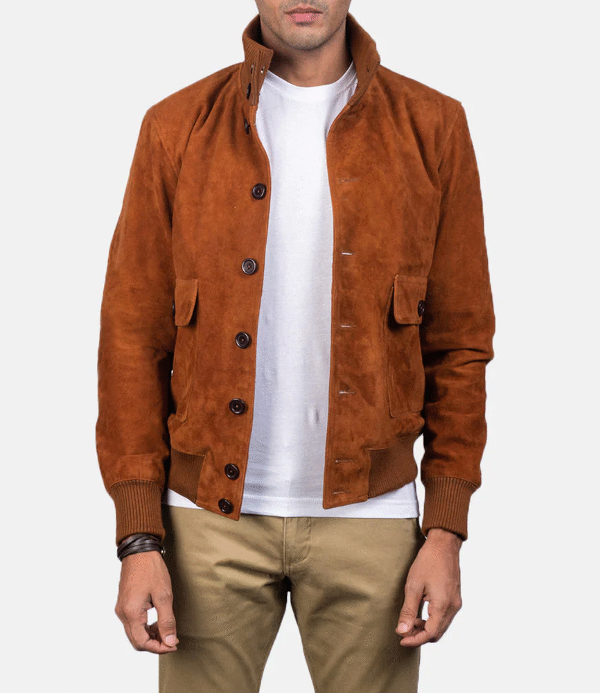 Eaton Brown Suede Bomber Jacket