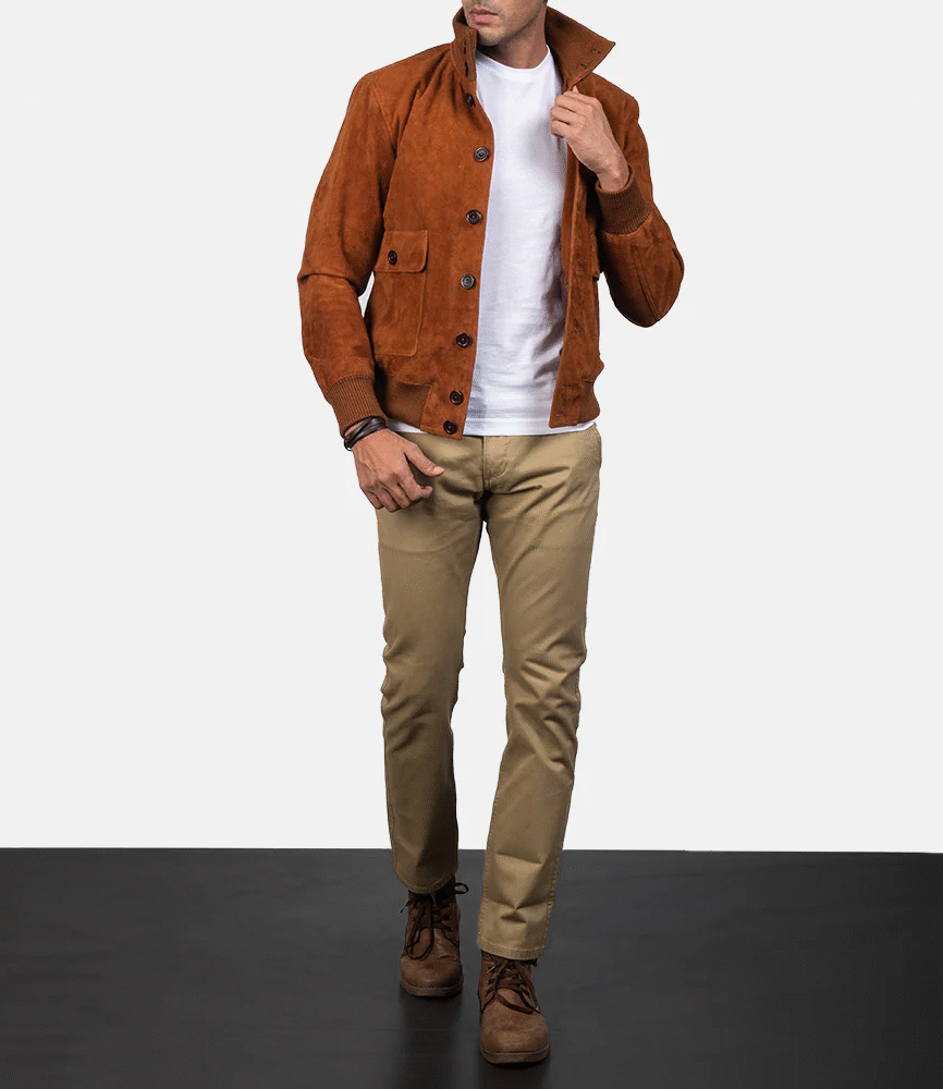 Eaton Brown Suede Bomber Jacket