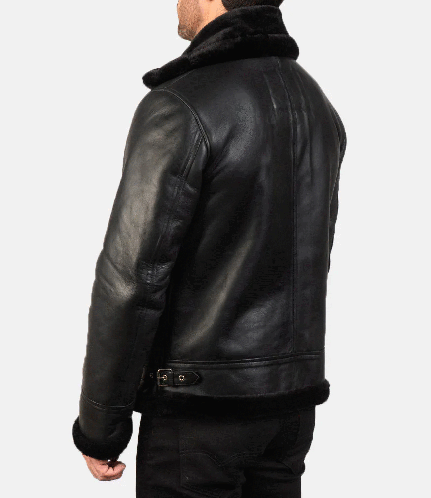 Francis B-3 Black Leather Bomber Jacket