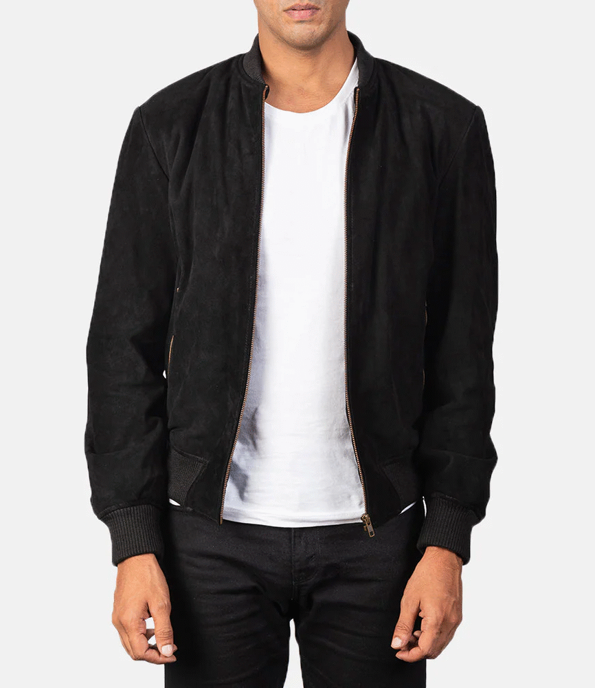 Shane Black Suede Bomber Jacket