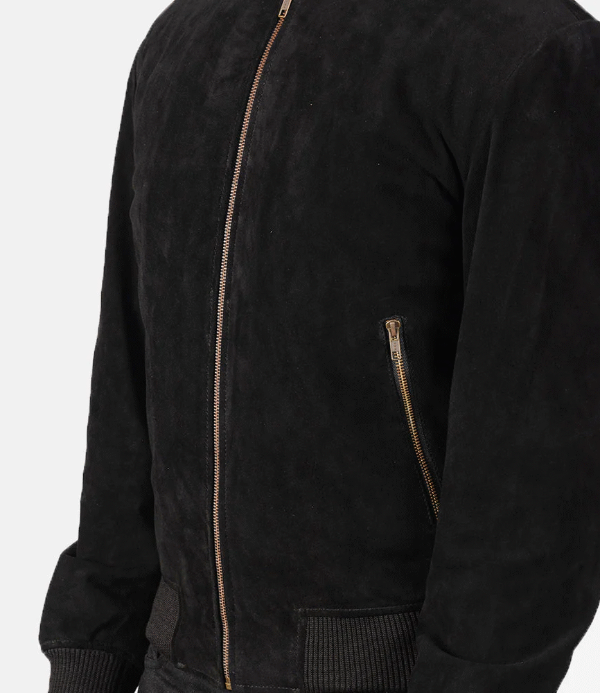 Shane Black Suede Bomber Jacket