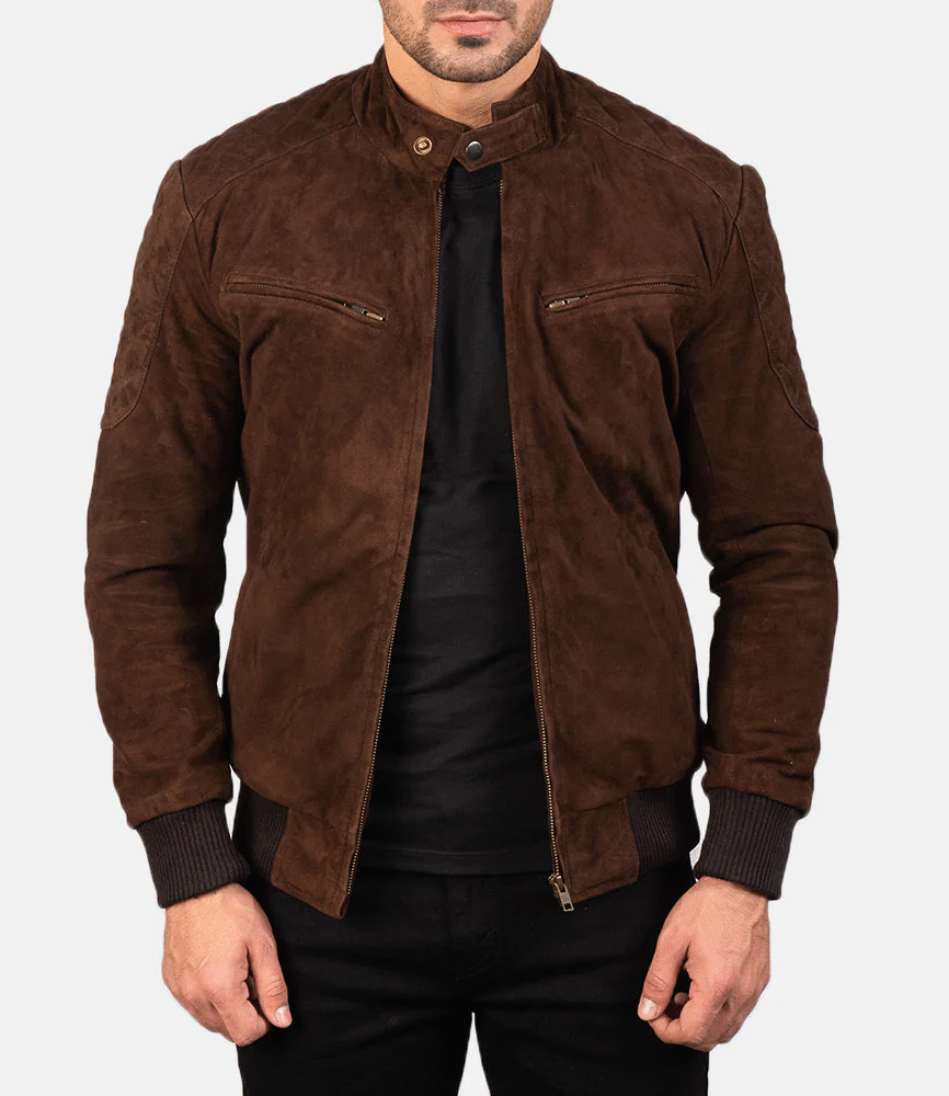Sven Mocha Suede Bomber Jacket