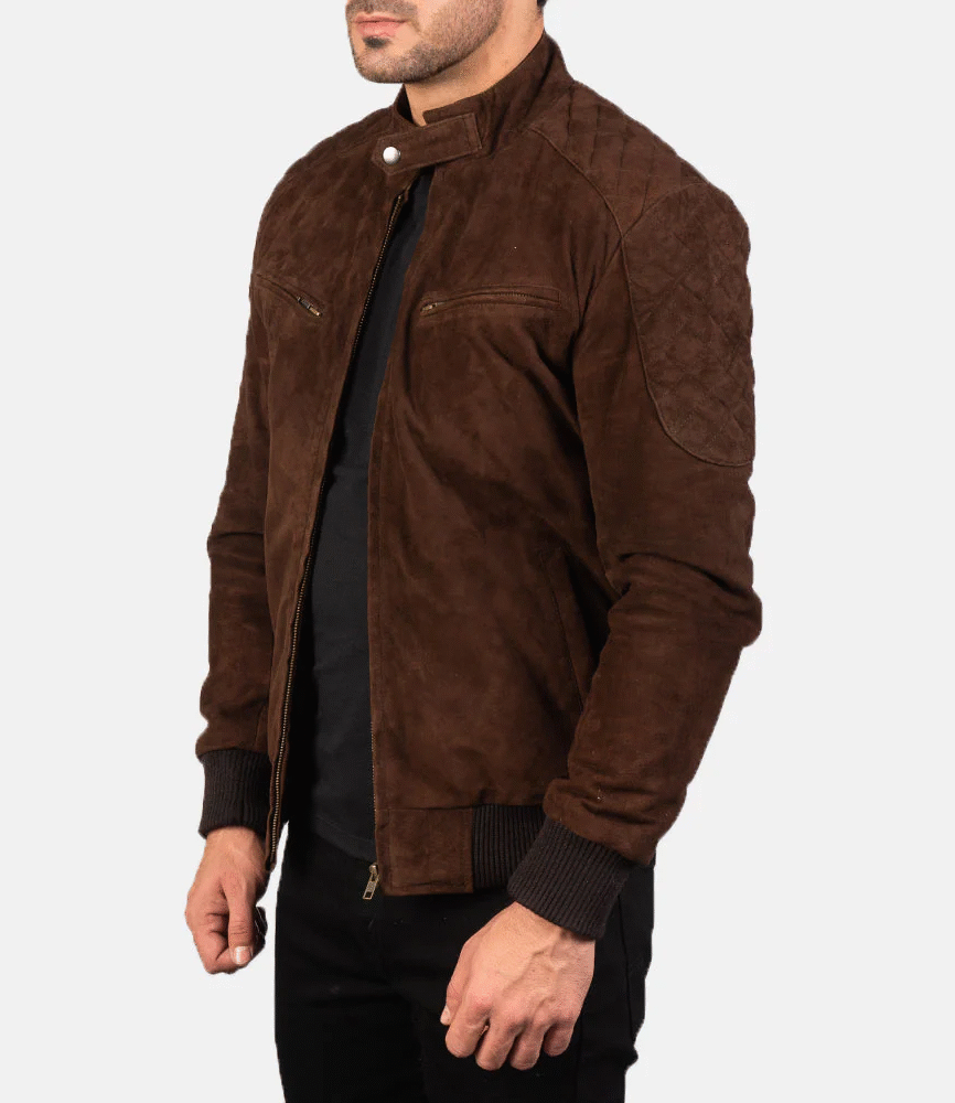 Sven Mocha Suede Bomber Jacket